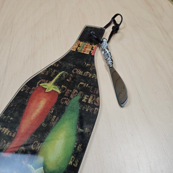 "Hot and Spicy" Bottle Shaped Fruit and Cheese Board with Spreader Appetizer - Picture 3 of 6